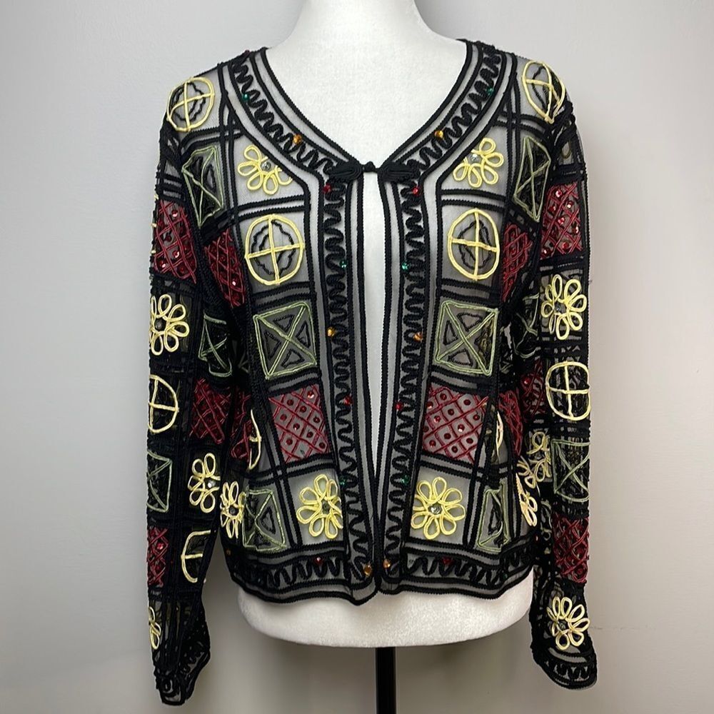 VALENTI Sheer Embroidered/Beaded Top S/M